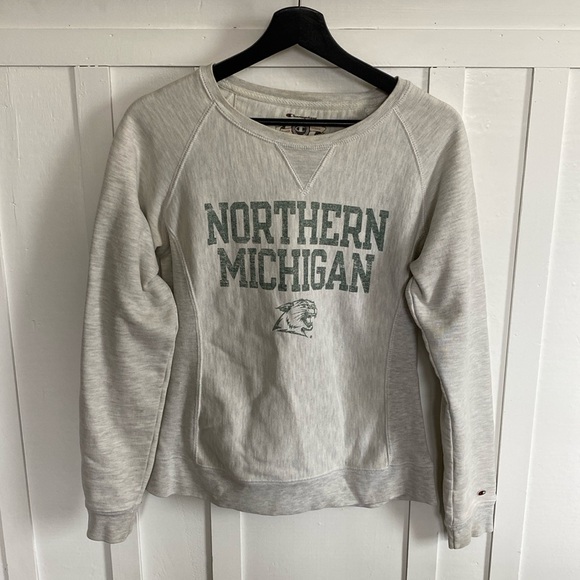 Vintage Champion Northern Michigan Sweatshirt Gray Distress Logo Womens Sz Small - Picture 2 of 12